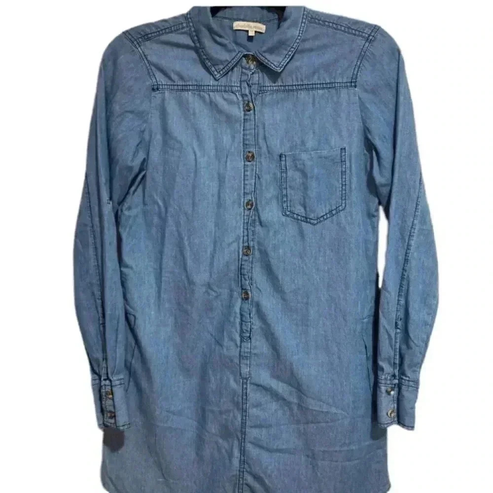 Charlotte Russe Women’s Denim Button-Down Dress w/ Collar Size Medium (no belt)